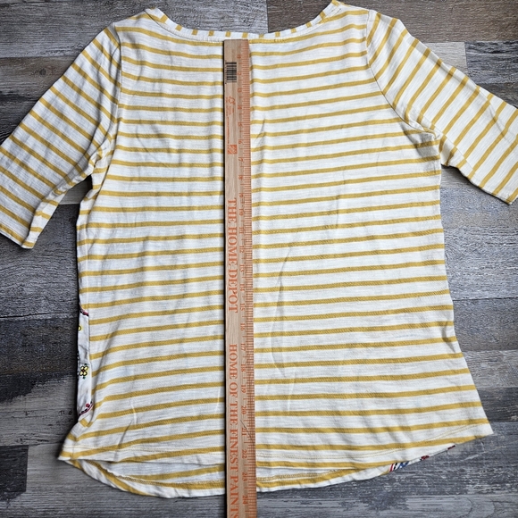 Boden Women's Size 10 Yellow Striped Tshirt Applique On Front - Picture 7 of 10